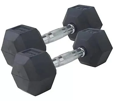 Bintiva Rubber Coated Hex 5lb Dumbbell Set