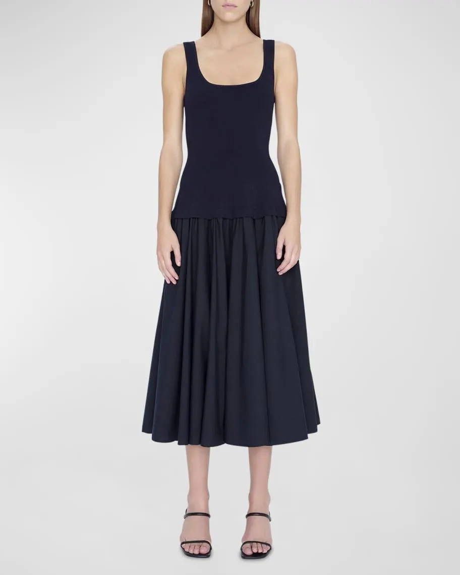 Silas Sleeveless Knit Bodice Combo Midi Dress