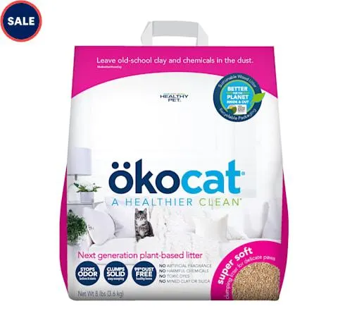 Okocat Super Soft Clumping Wood Delicate Paws Cat Litter, 8 lbs.