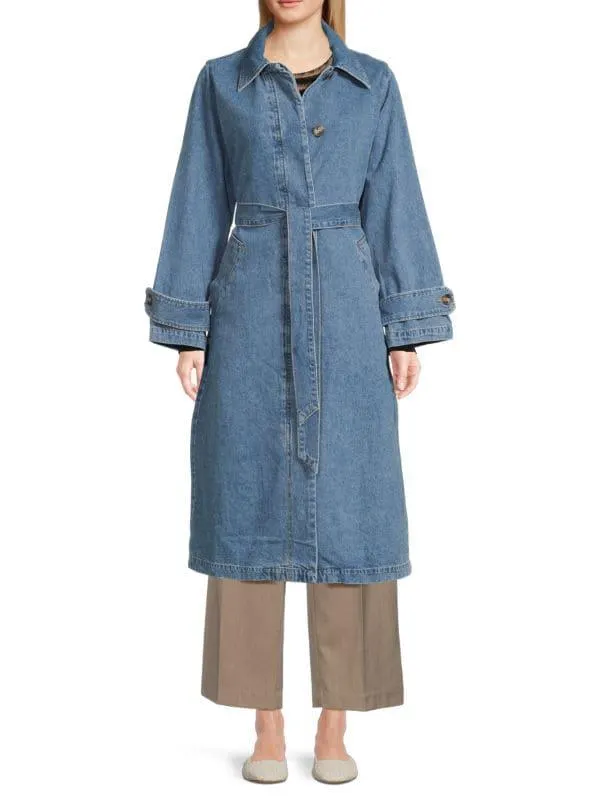 Solva Mid-Wash Denim Trench Coat