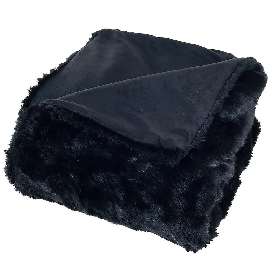 Hastings Home Blankets Black 50-in x 60-in Polyester Throw