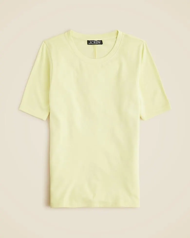 Refined rib elbow-sleeve T-shirt