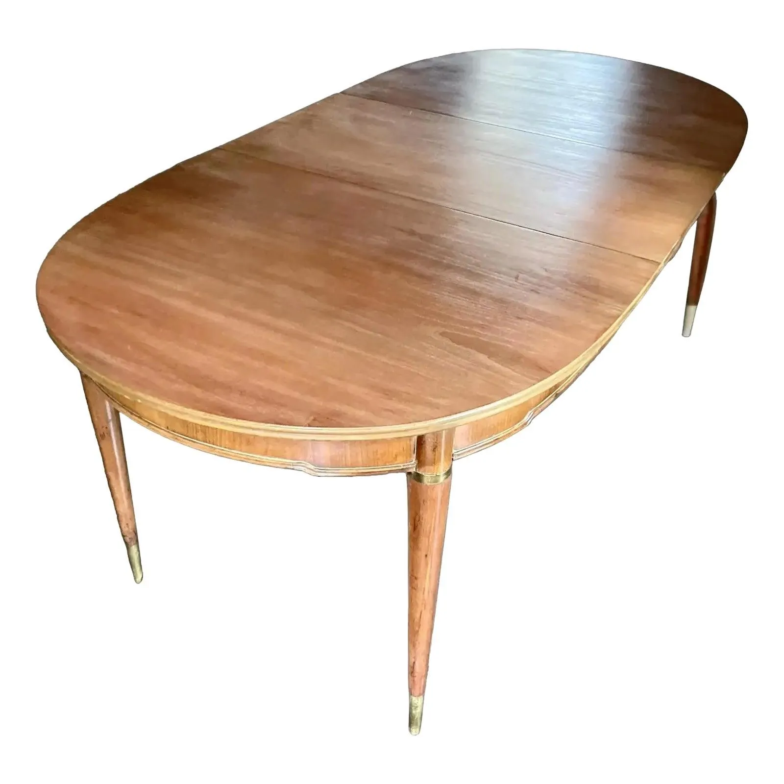 John Widdicomb Walnut Dining Table iWith Brass Capped Feet