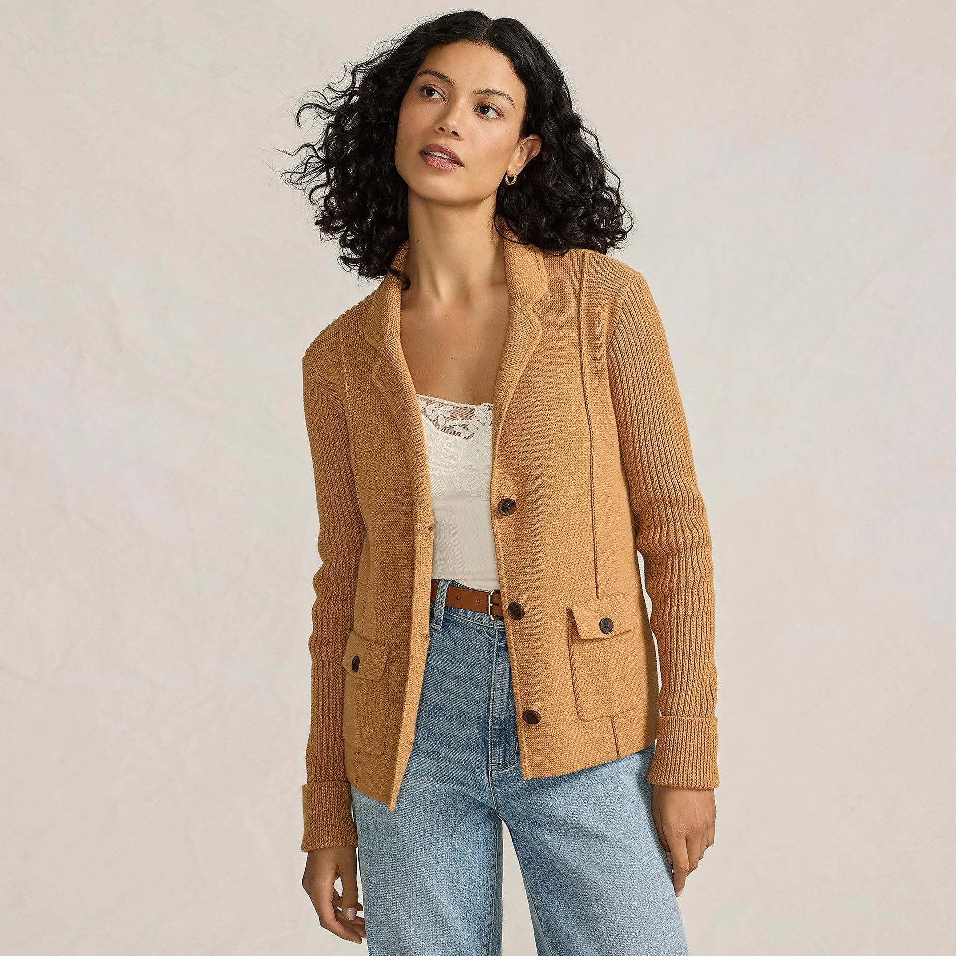 Women's Drifter Ribbed Collared Blazer Sweater