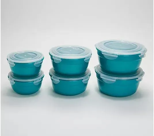 LocknLock 6-Piece Nesting Bowl Storage Set with Color Body