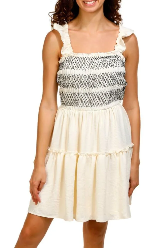 No Comment Juniors Sleeveless Smocked Tiered Mini Dress