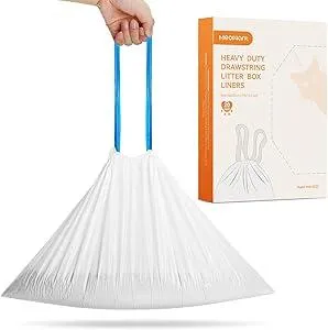 MeoWant Cat Litter Box Liners, Drawstring Receptacles Bags Thickened Waste Bag for MeoWant MW-SC01/MW-SC02 Automatic Cat Litter Box, 20pcs