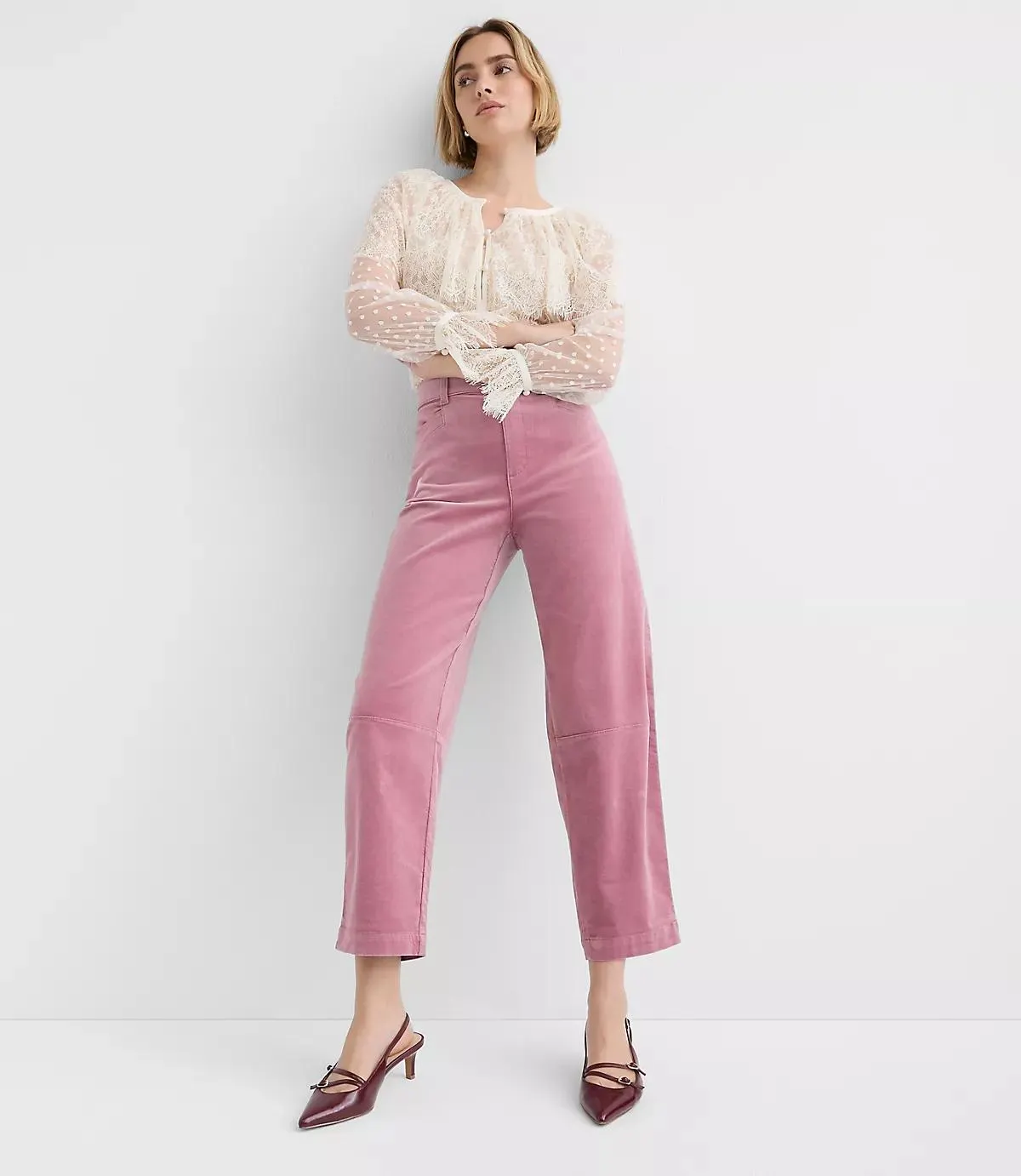 Barrel Pants in Stretch Velvet
