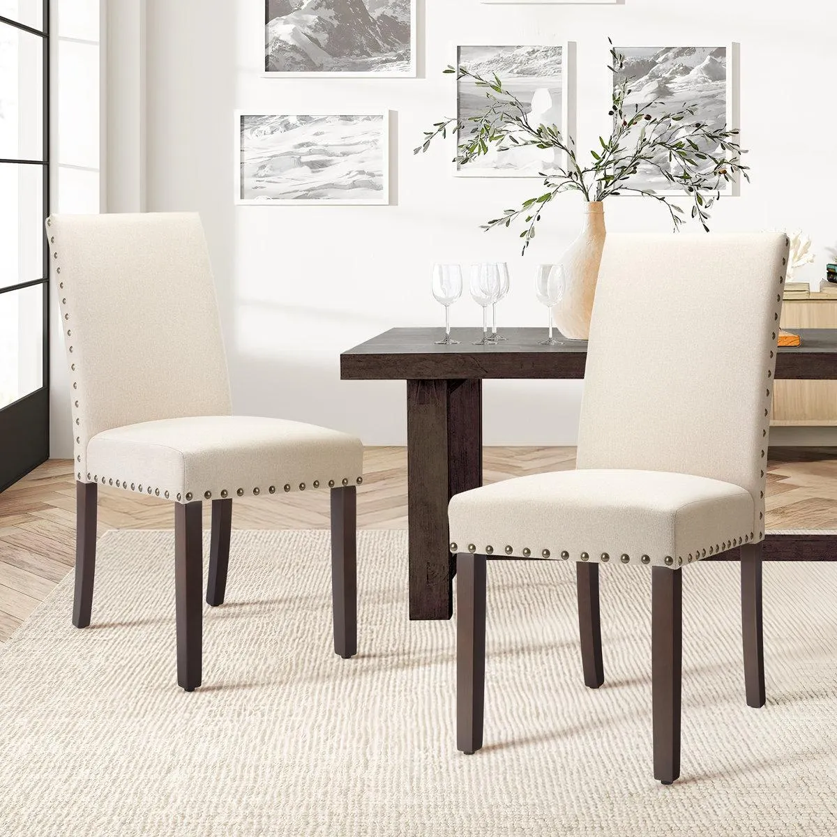 Bontrager 20'' H Linen Dining Chair - Upholstered Parsons Side Chair (Set of 2)