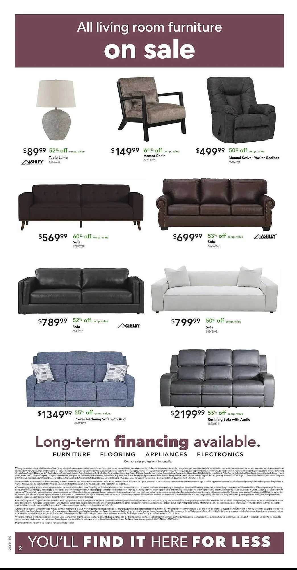 Weekly promotion Nebraska Furniture Mart weekly ad spanning from April 15 to April 21 2026 - Page 2 for Catalogue 365