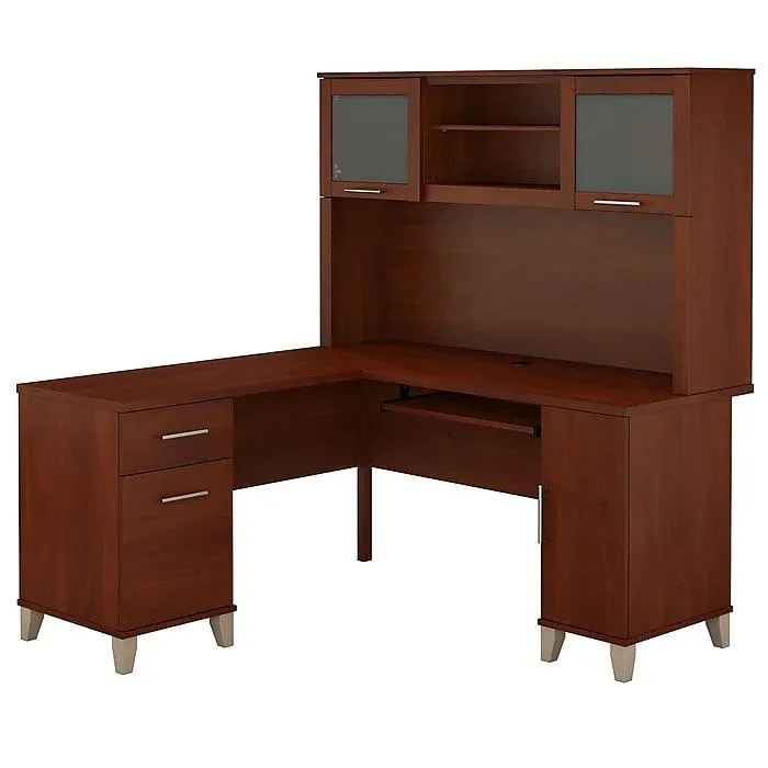 Bush Furniture Somerset 60"W L Shaped Desk with Hutch,