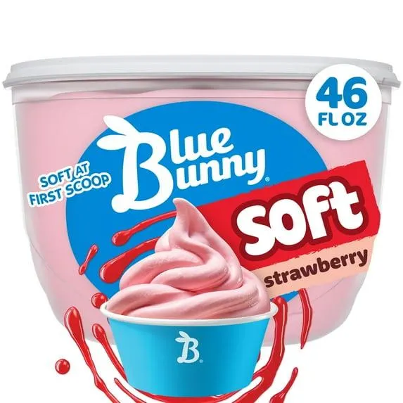 Blue Bunny Soft Strawberry Flavored Premium Frozen Dessert, 46 fl oz