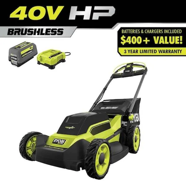 40V HP Brushless 20" Cordless Electric Battery Multi-Blade Walk Behind Self-Propelled Lawn Mower-8.0Ah Battery & Charger