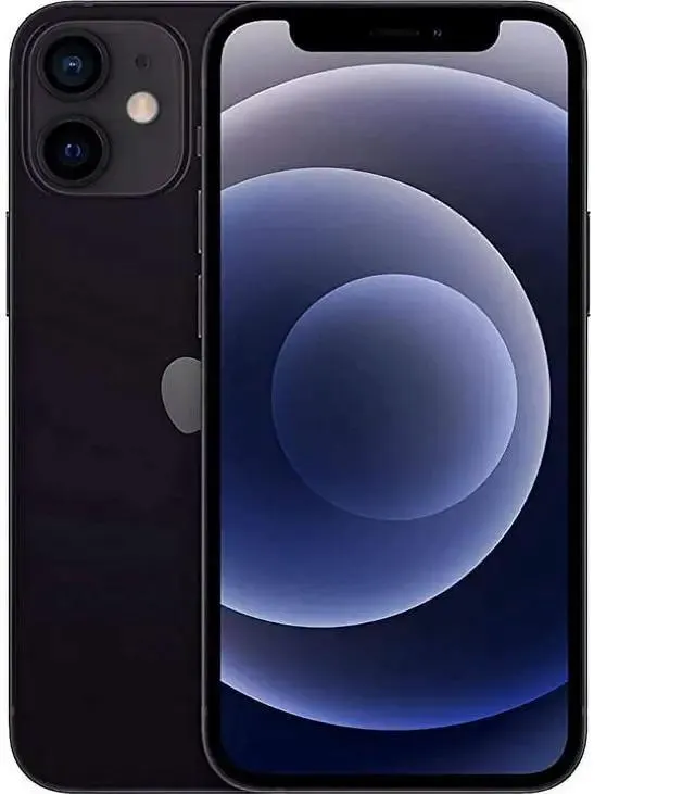 Apple iPhone 12 Mini 64GB, Refurbished Unlocked Cell Phone, Black - Very Good Condition (Grade B)