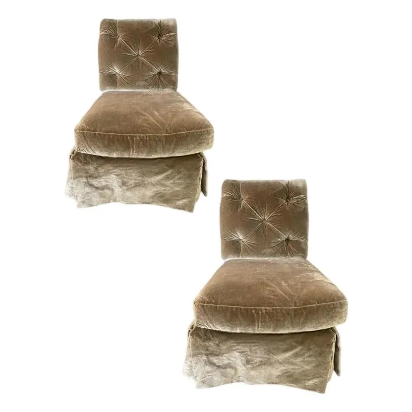 Late 20th Century Pair of Baker Furniture Slipper Chairs