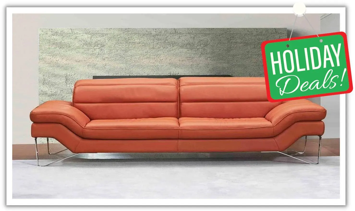 Jennifer Italia Cinetique 2-Seater Orange Leather Sofa with Adjustable Headrest