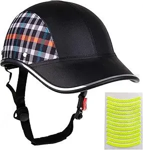 Bicycle Helmet for Adults Small/Large PU Bike Helmet for Women and Men Adjustable Safe 10 Colors Baseball Cap Sunshade 21.7-24.4 INCH Bike Cycling Helmets with 12PCs Reflective Sticker