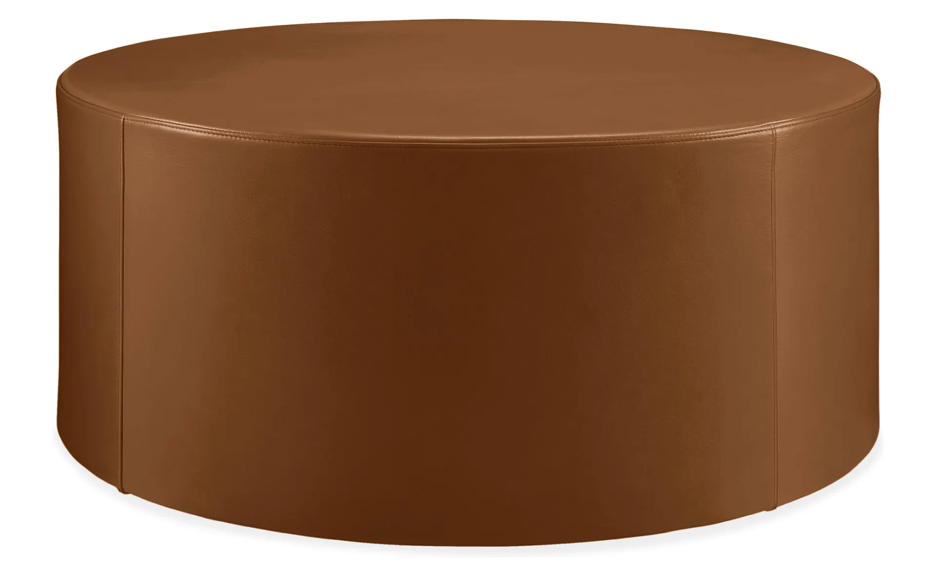 Aero 36 diam 15h Round Ottoman in Pesaro Cognac Leather