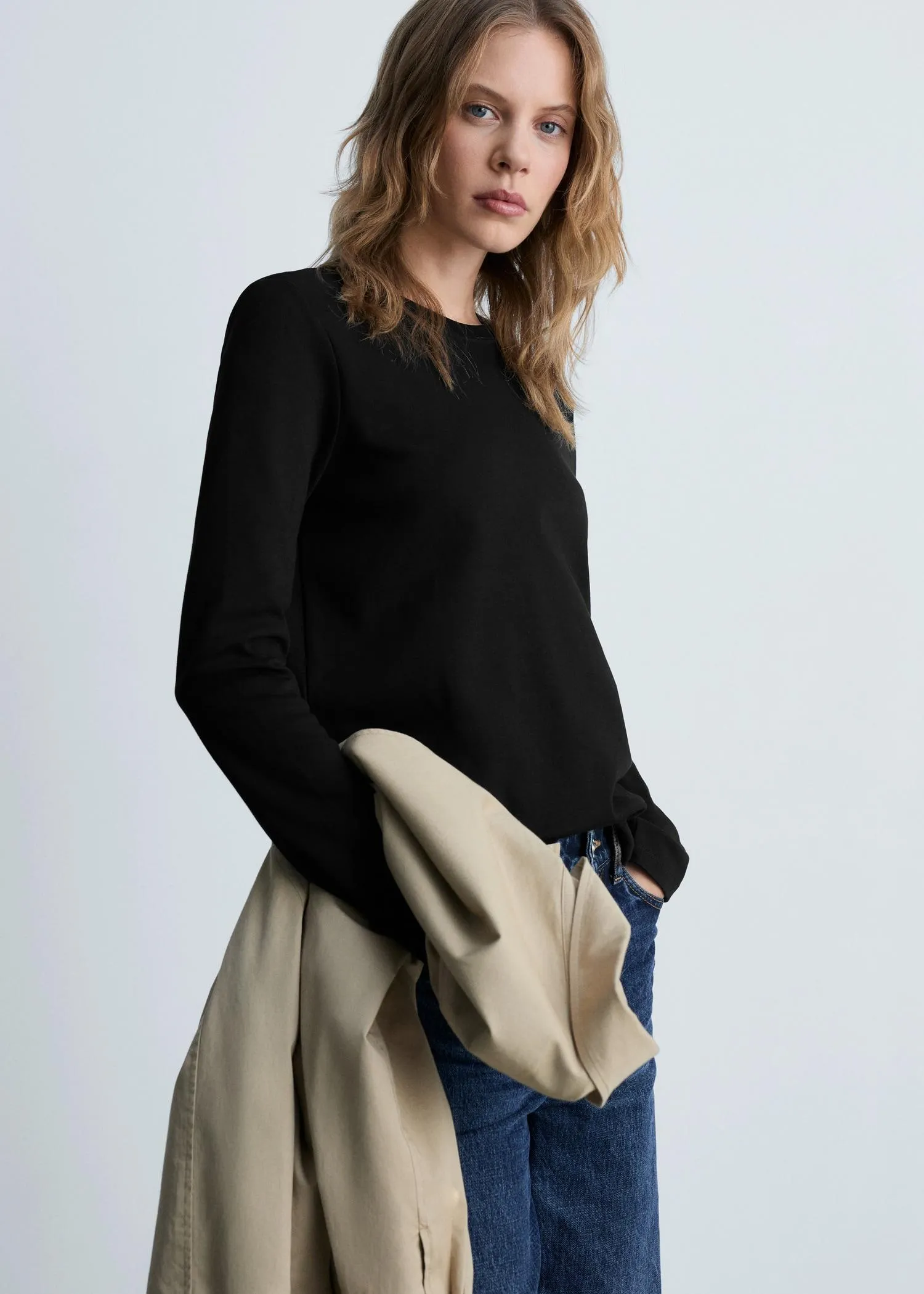 Long sleeve cotton t-shirt