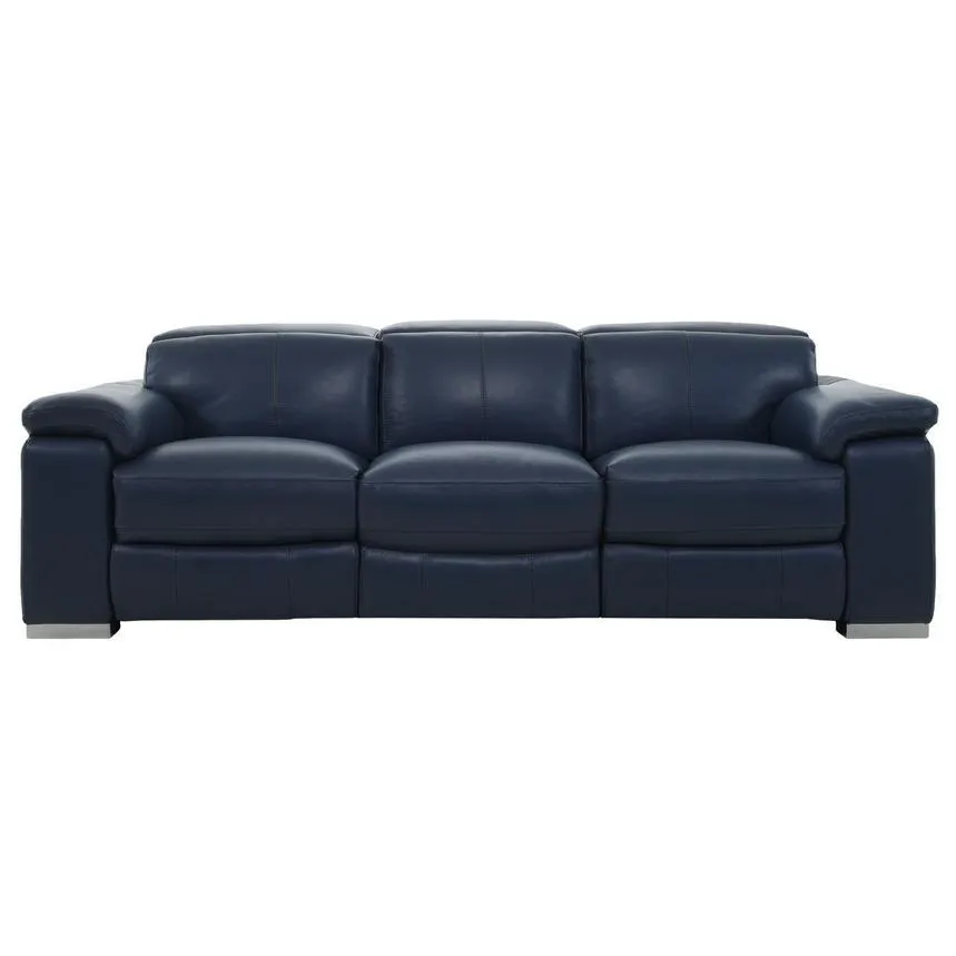 Charlie Blue Leather Power Reclining Sofa