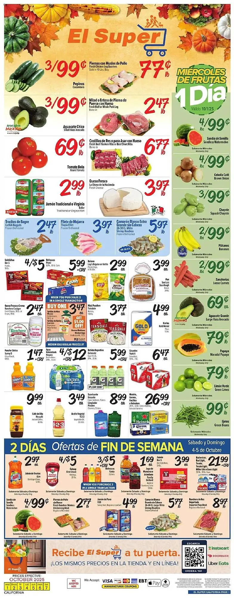 Weekly ad El Super weekly ad from October 1 to October 8 2025 - Page 1