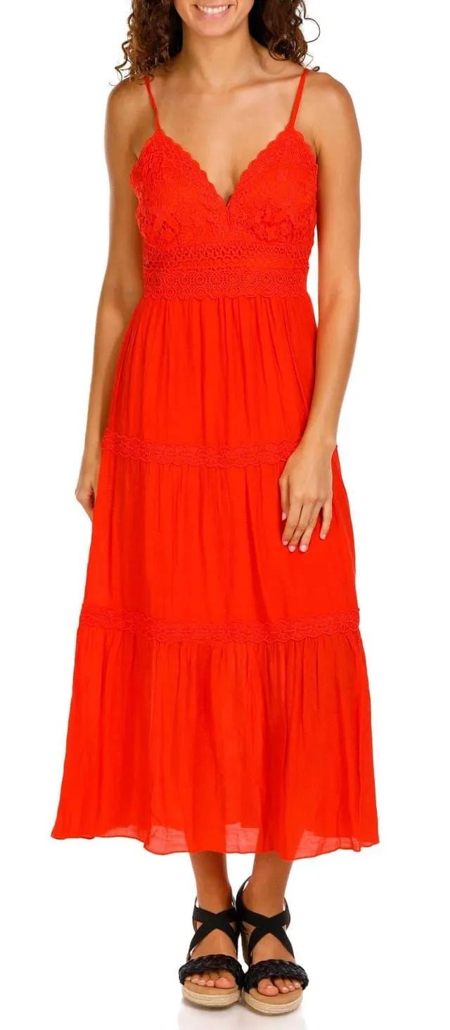 Rebellion Juniors Sleeveless Tiered Midi Dress