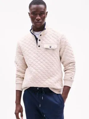 Quilted Quarter-Snap Sweater