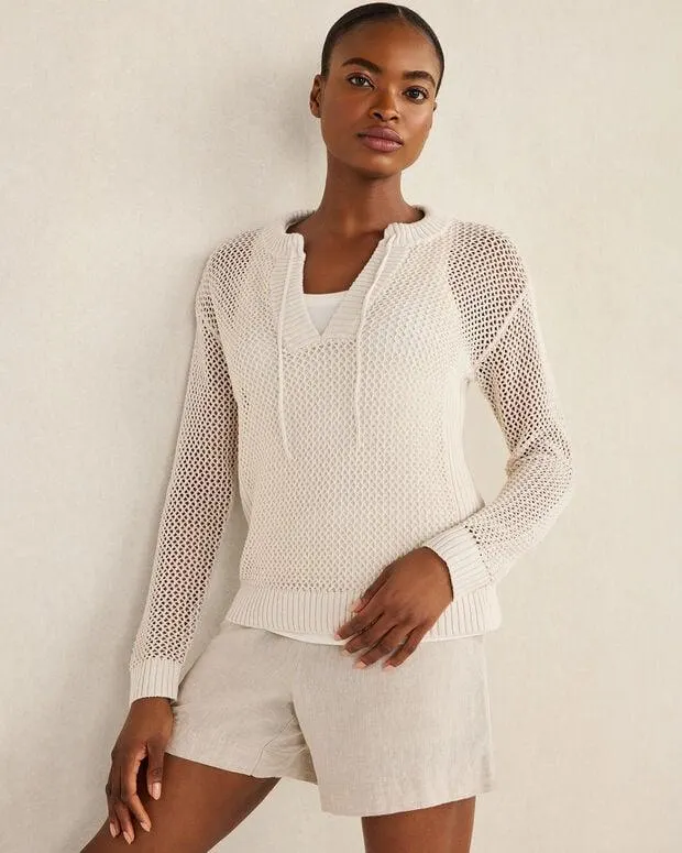 Organic Cotton Linen Open Stitch Pullover
