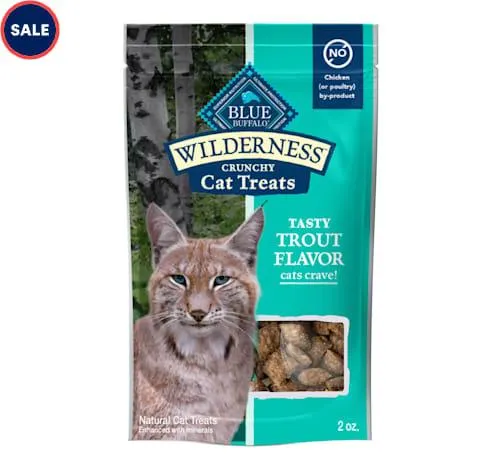 Blue Buffalo Wilderness Made with Natural Ingredients, Tasty Trout High Protein Crunchy Cat Treats, 2 oz.