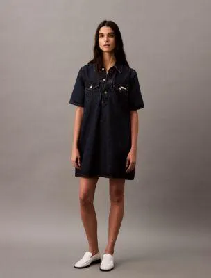 Relaxed Denim Mini Shirt Dress