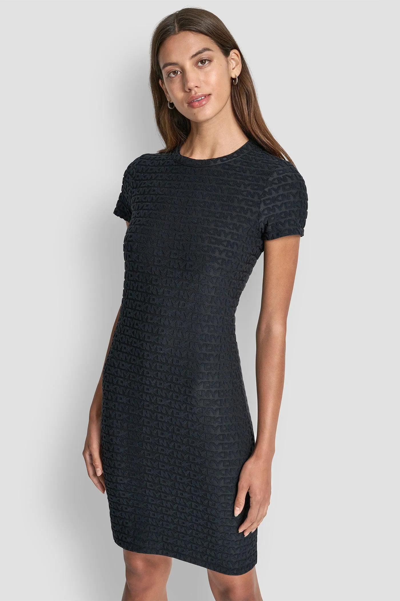 LOGO JACQUARD CREW NECK DRESS