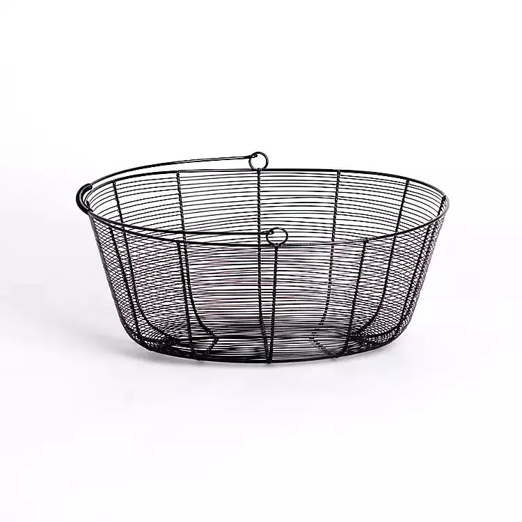 Black Metal Wire Basket with Handle