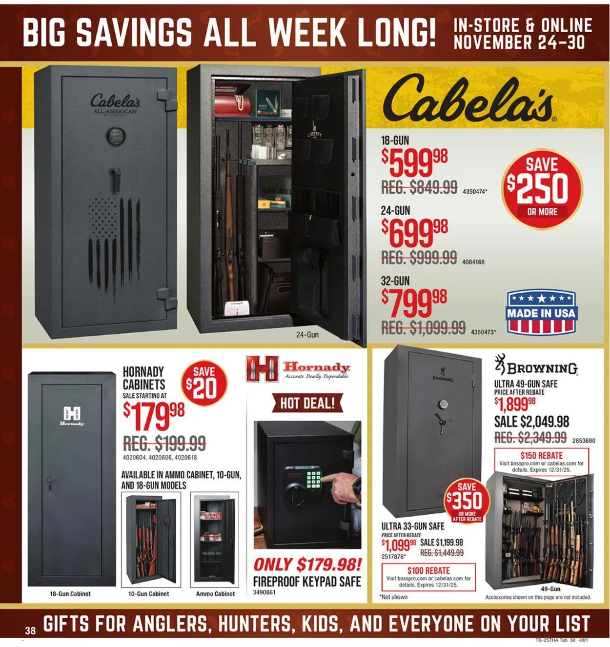 Weekly promotion Cabela's Current weekly ad spanning from November 24 to November 30 2025 - Page 38 for Catalogue 365