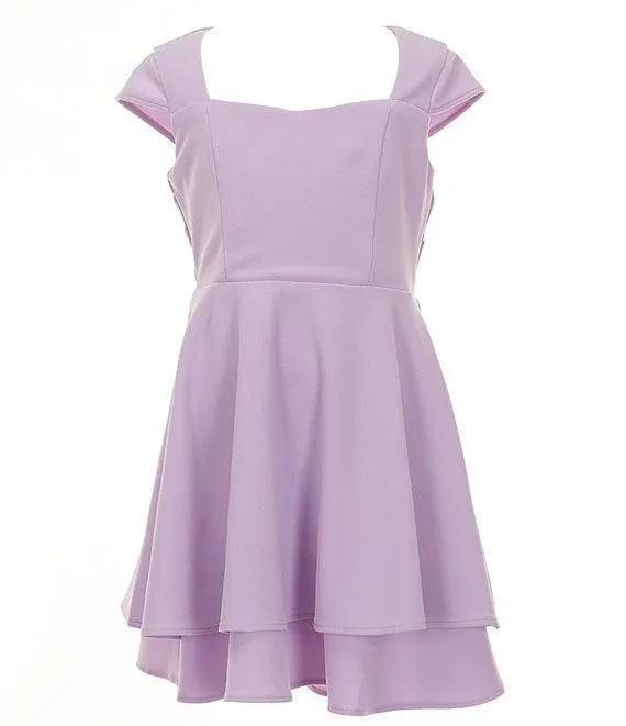 Big Girls Cap-Sleeve Tiered Fit & Flare Dress