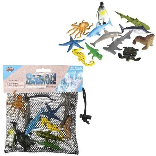Rhode Island Novelty Toys - AQUATIC OCEAN ADVENTURE MESH BAG PLAYSET (12 Pieces)