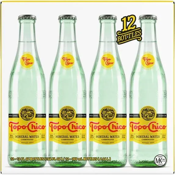Topo Chico Sparkling Mineral Water Glass Bottles, 12 fl oz, 12 pack