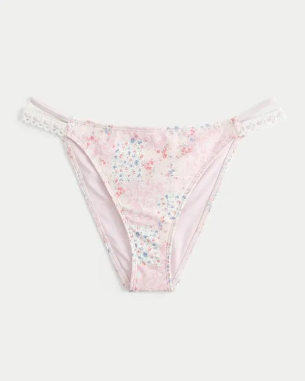 Crochet-Style Mixed High-Leg Cheeky Bikini Bottom