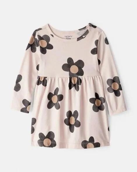 Baby Girl Floral Print Long-Sleeve Dress - Ivory