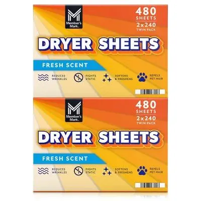 Member's Mark Fabric Softener Dryer Sheets, Fresh Scent, 480 ct.