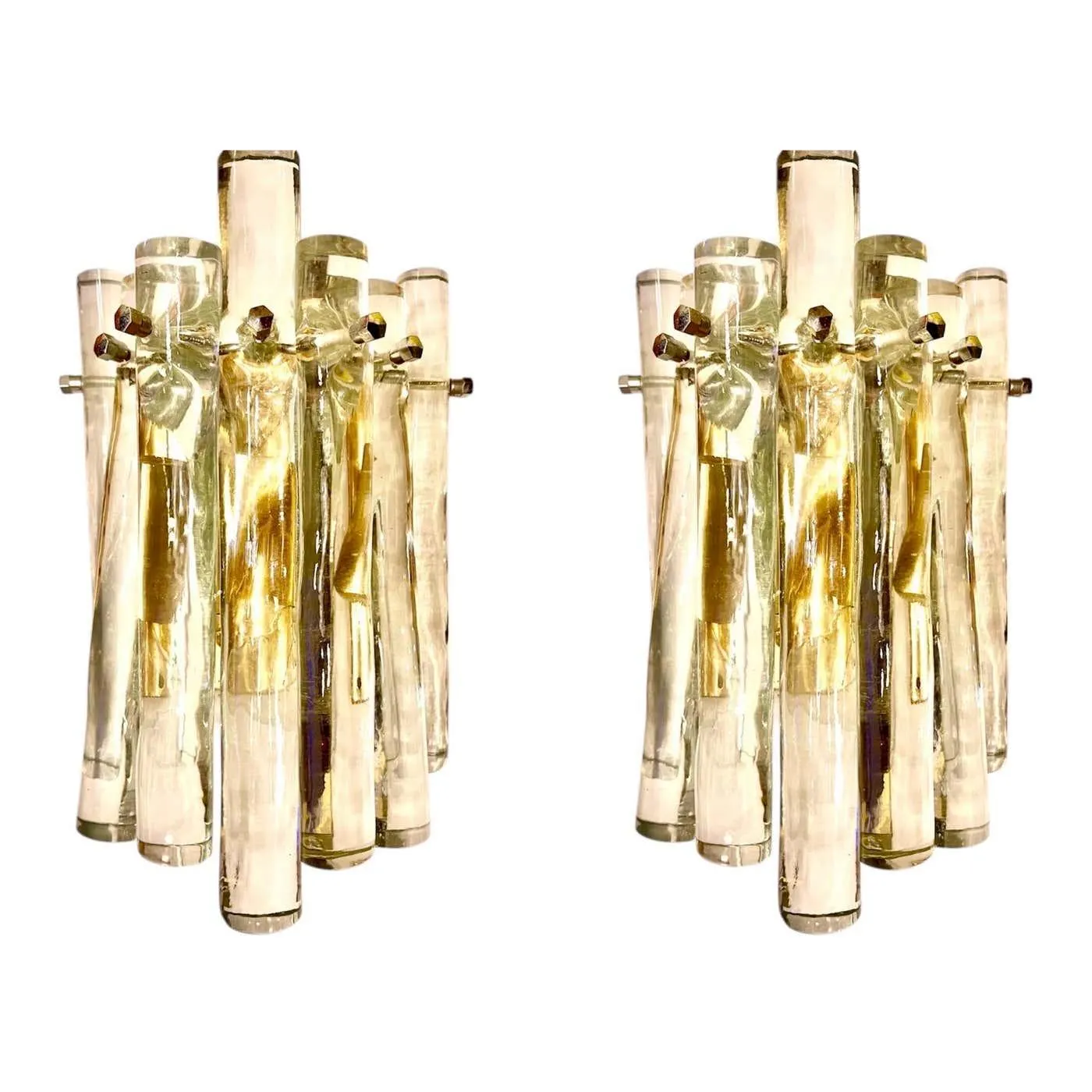 Venini Wall Lighting ice frost Glass Murano pair , Italy, 1980