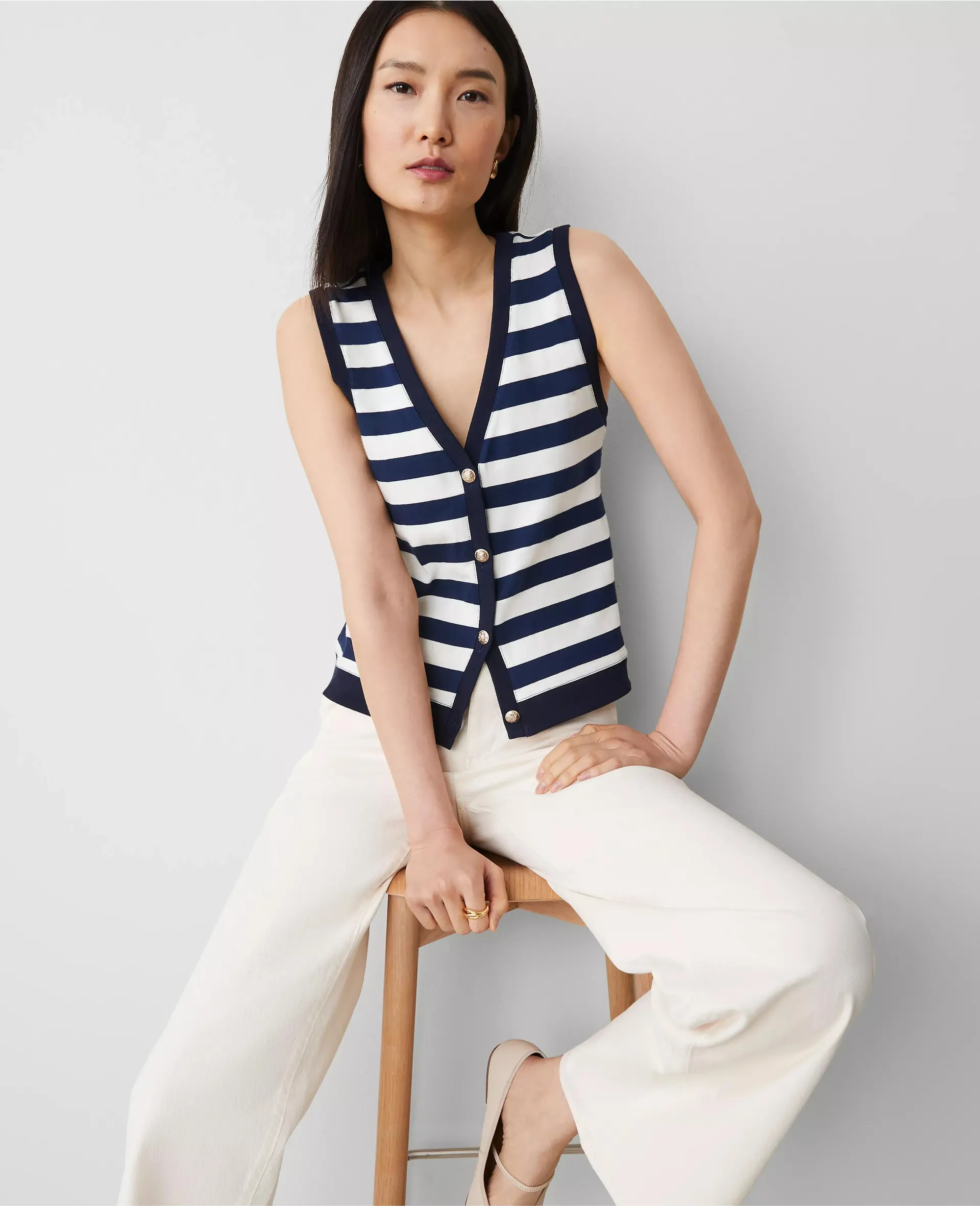 Striped V-Neck Vest