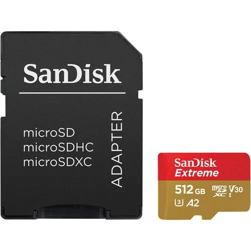 SanDisk 512GB Extreme UHS-I microSDXC Memory Card with SD Adapter