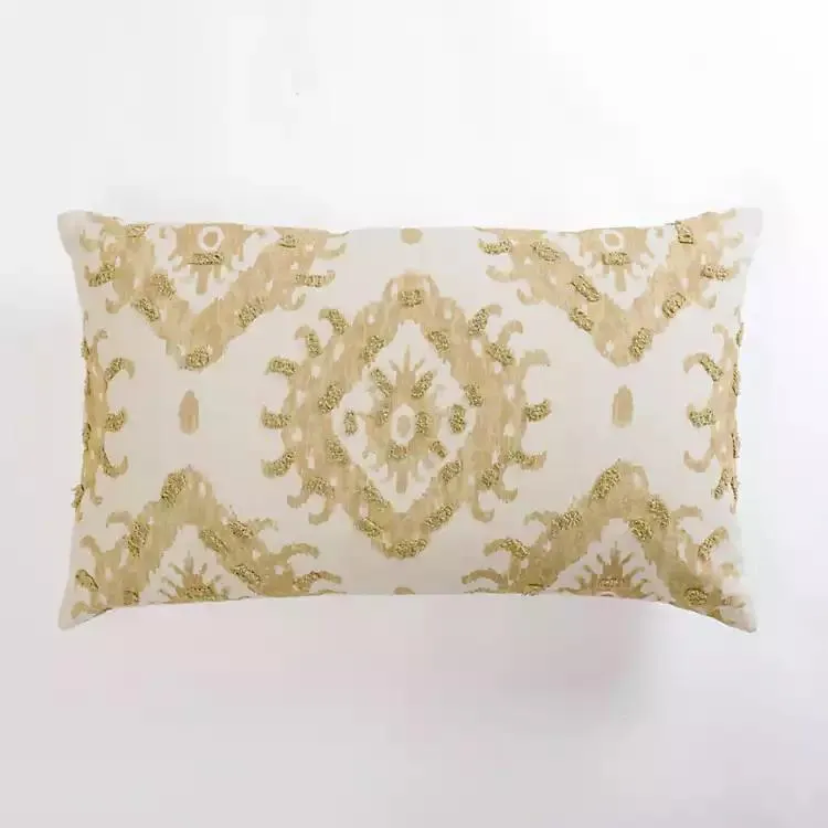 Taupe Washed Ikat Lumbar Pillow