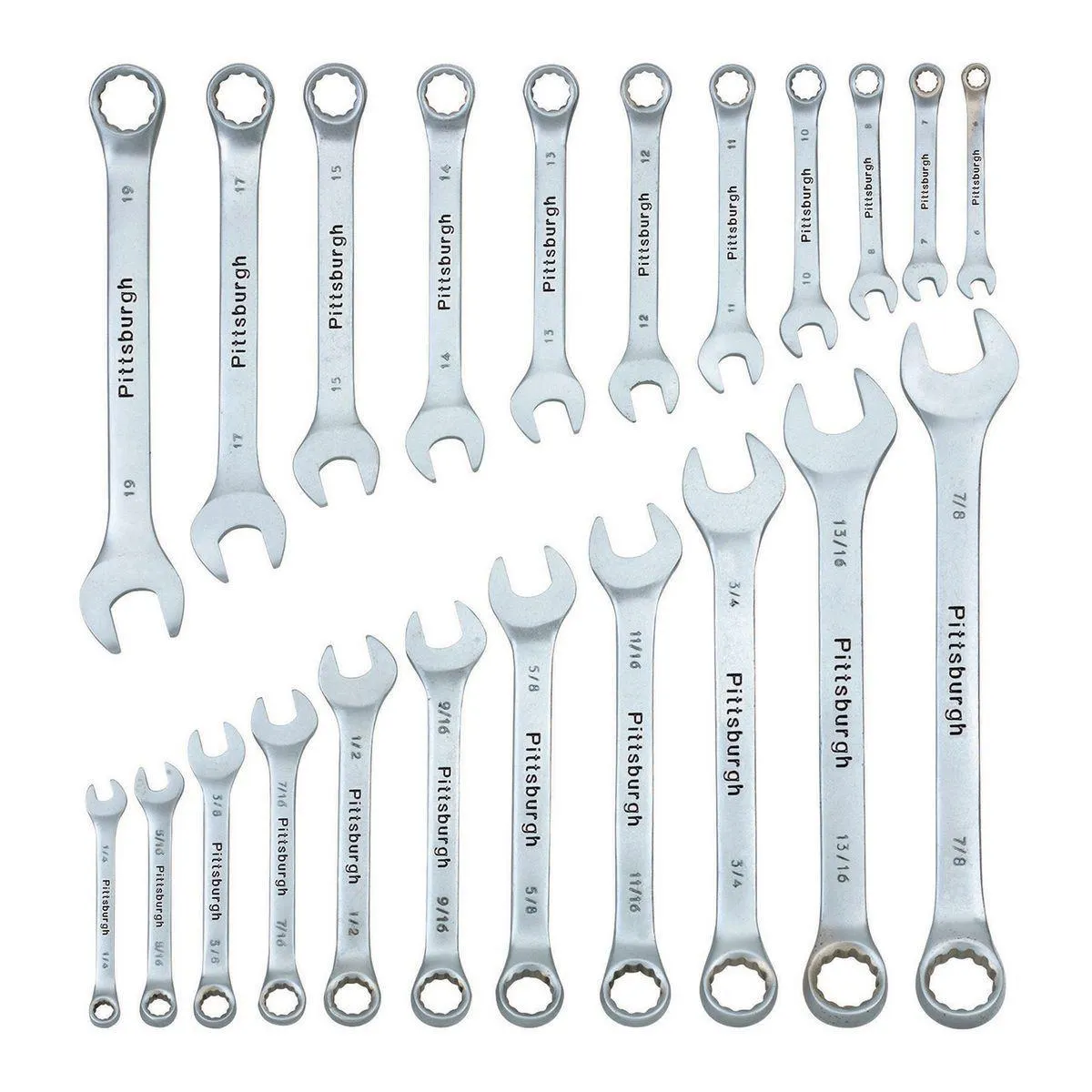 Fully Polished SAE and Metric Combination Wrench Set, 22 Piece