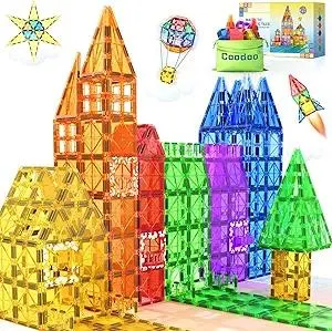 60 PCS Magnetic Building Tiles Kids Toys STEM Magnetic Blocks Sensory Toys Kids Games Magnet Building Toy for Boys and Girls Aged 3+, Kid Brain Development Preschool Kindergarten Toddler Toy