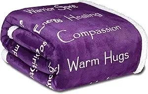 WOLF CREEK BLANKET - Compassion Blanket (Brand)- Strength Courage Super Soft Warm Hugs, Get Well Gift Blanket Plush Healing Thoughts Positive Energy Love & Hope (Purple, 50 x 65 Sherpa)