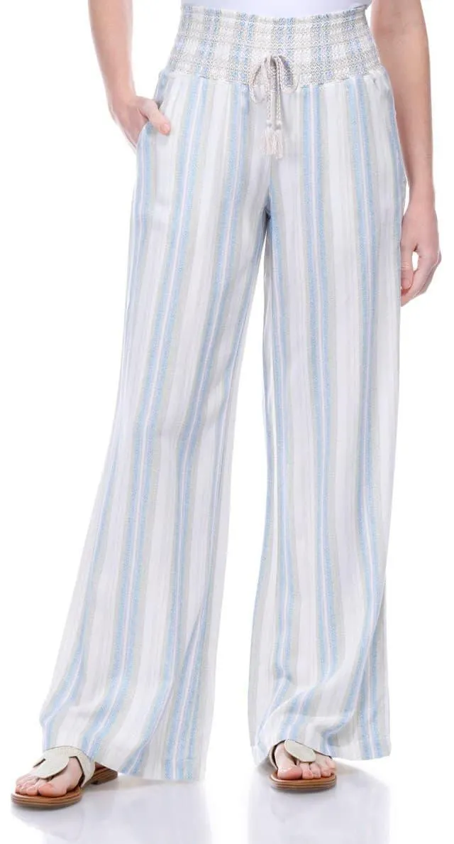 Rewash Juniors Smocked Stripe Wide Leg Pants