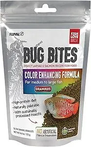 Fluval Bug Bites Color Enhancing Fish Food for Tropical Fish, Granules for Medium to Large Sized Fish, 4.4 oz.
