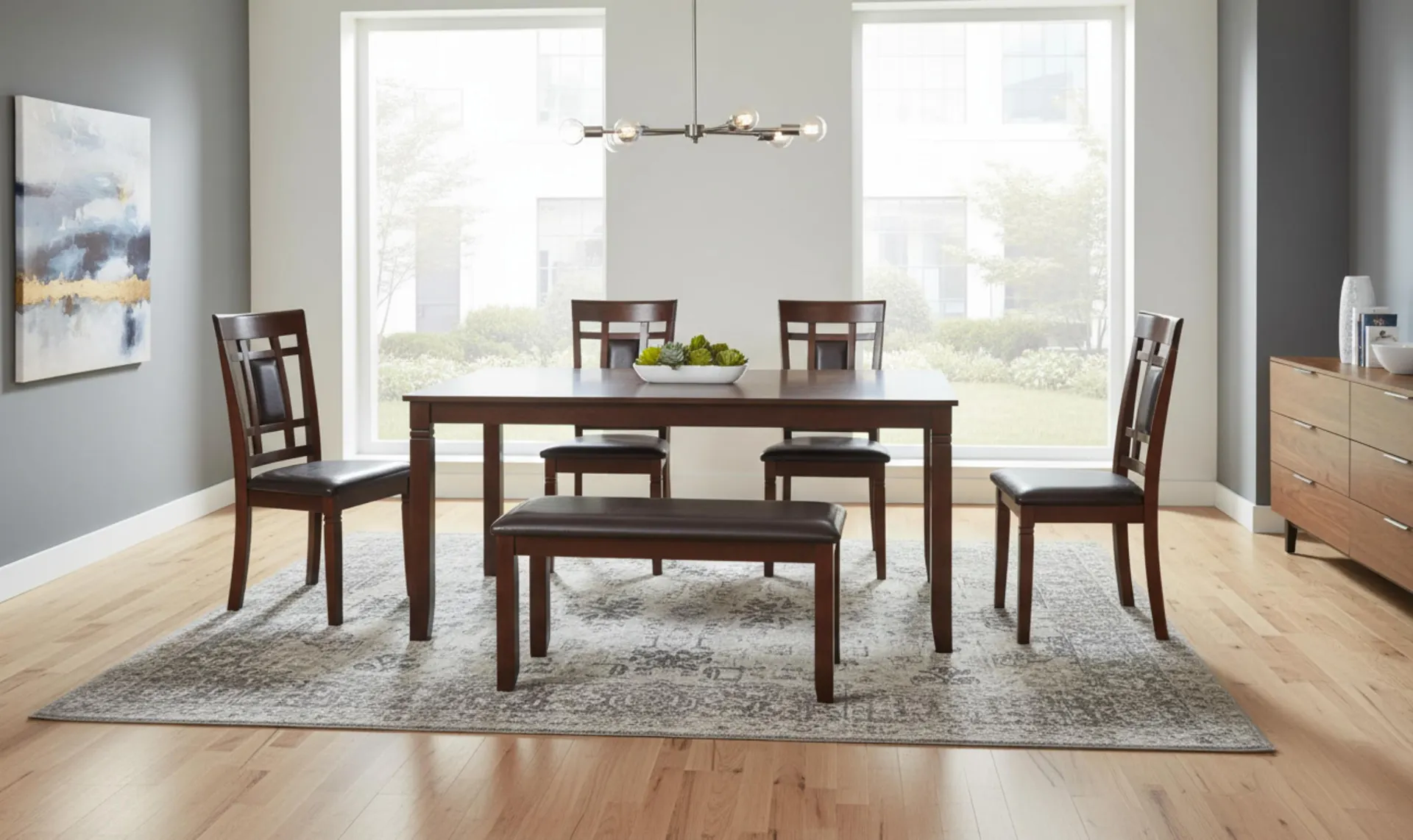 Modern Heritage Bennox 6-Piece Wooden Dining Set in Brown