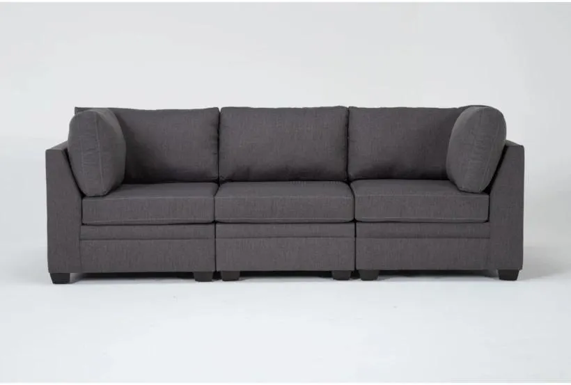 Solimar Graphite Grey Fabric 3 Piece Modular Sofa